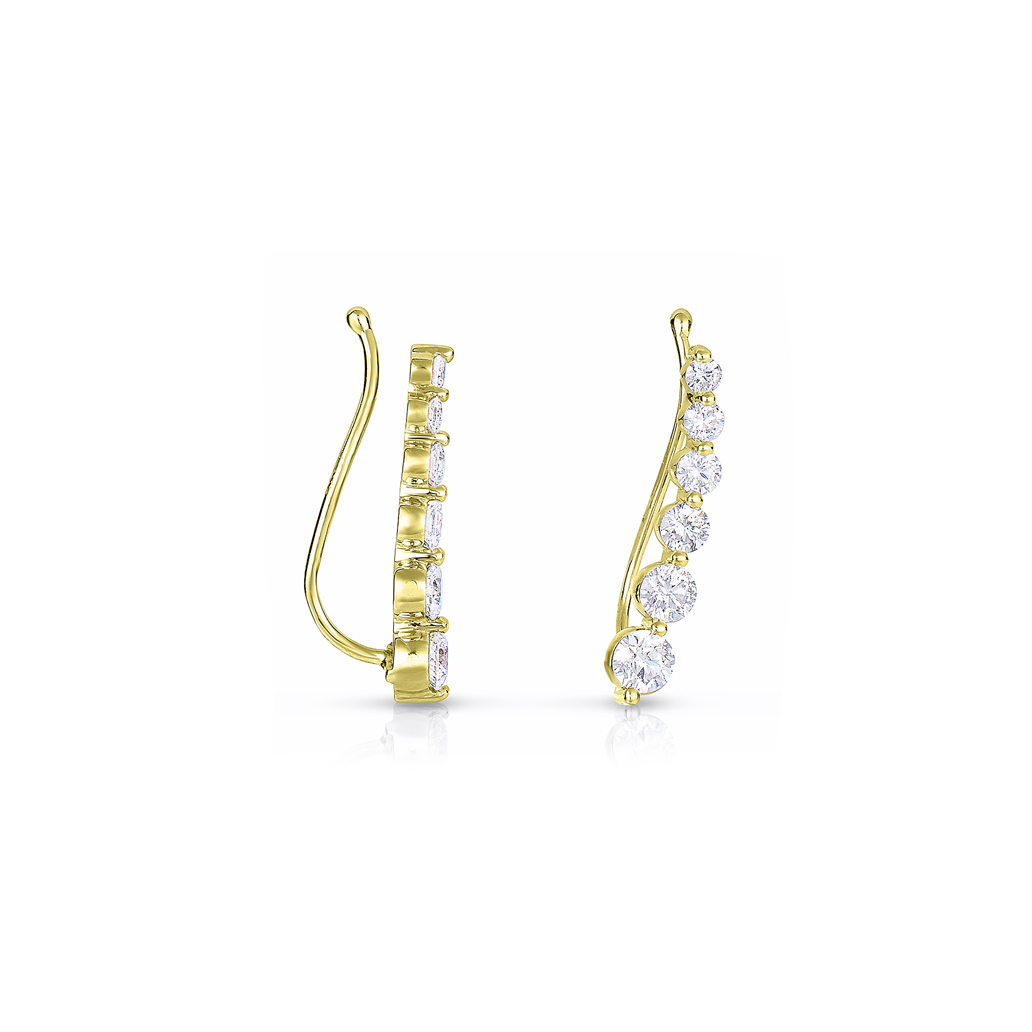 Sabel Collection Yellow Gold Graduated Diamond Linear Earrings
